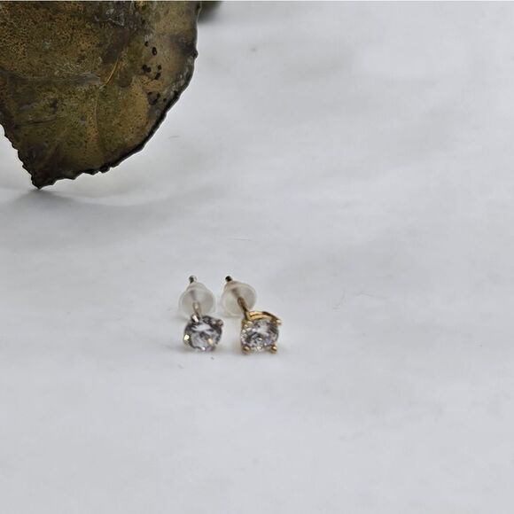 "5/$25" Mismatched Sterling Silver CZ Tiny Round Stud Earrings - Picture 2 of 8